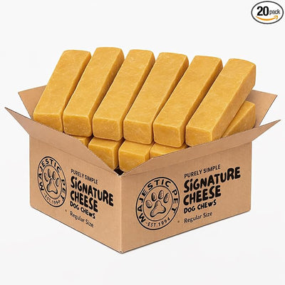 Majestic Pet Himalayan All-Natural Cheese Dog Chews - Long Lasting Dental Chew for Dogs - Healthy Pet Treats with Beneficial Ingredients (Dental & Bone Support, Regular, 20 Pack)