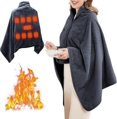 Heated Blanket Electric Throw Shawl Wraps for Women USB Powered Fast Heating Electric Blanket Zipper Fleece Warm Shawl