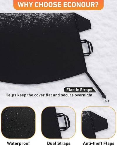 EcoNour Car Snow Cover Compatible for Audi A3 A4 A5 A6 | Windshield Cover for Ice and Snow with S-Hook Straps | Heavy-Duty 600D Oxford Winter Car Cover, Waterproof & Anti-Slip