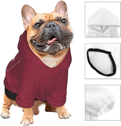 Personalized Dog Hoodie, Custom Dog Costumes for Small Dogs, Holiday Happy Dog Clothes Football Pet Shirt Sweater with Name Number for Girl/Boy Cats/Kitten, Wine, XS