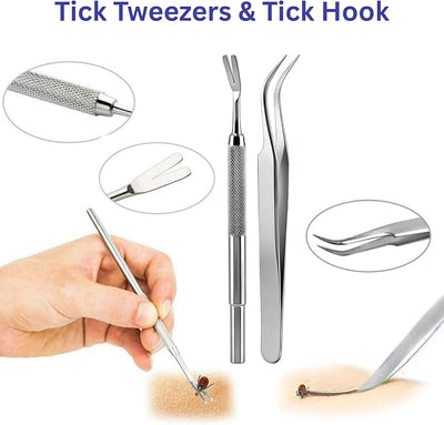 Evollax Tick Removal Tool – 7 Pack Tick Remover Tool for Humans and Pets | Tick Removal Kit Includes Tick Tweezers & Tick Comb for Dogs | Tick Prevention for Dogs and Cats Safely Removes Entire Tick
