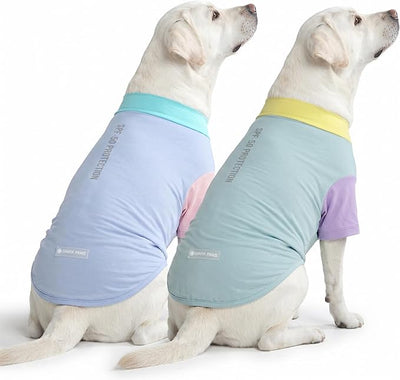 Spark Paws Sunblock Dog T-Shirt, SPF30 Protection, Lightweight Breathable Quick Dry for Dogs with Sensitive Skin - Breeze & Sorbet (Set of 2) - Size 2XL