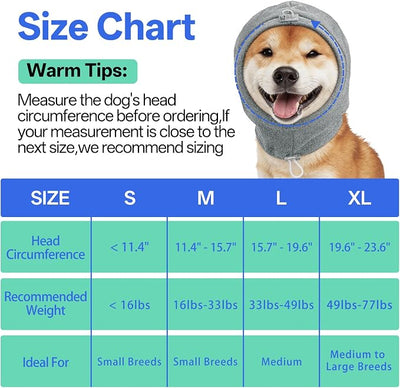 MIGOHI Medium Dog Anxiety Ear Hoodie Muffs - Breathable Dog Ear Protection with Soft Pad, Anxiety Relief for Dogs,Ear & Head Cover for Separation, Vet Visits, Grooming,L,Gray