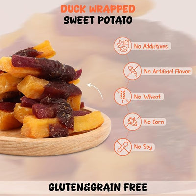 Annika Duck & Sweet Potato Wrapped Dog Treats – Healthy Low Fat, High Protein Jerky Chews, Grain-Free Training Snacks & Dental Treats for Medium & Large Dogs, 11.6 oz (Duck Wrapped Sweet Potato)