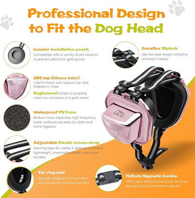 PETSEAR Dog Ear Muffs Noise Protection,Dog Headphones Noise Cancelling 29dB NRR with Magnetic Buckle & Electroplated Finish, Anti-Anxiety Earmuffs for Fireworks,Thunderstorms,Travel(Rose Gold,XS)