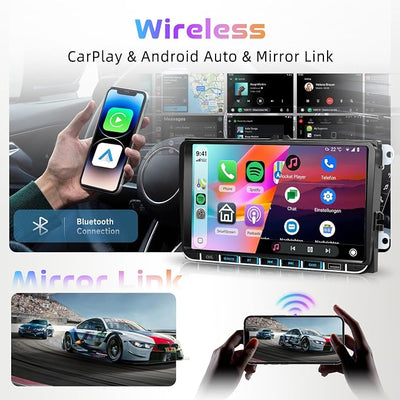 Hodozzy Car Stereo 4G+128G for VW Golf 5 6 Polo Passat Tiguan T5 Transporter Seat Leon, 9 Inch Touch Screen Radio GPS with Wireless Carplay Android Auto, Bluetooth DSP WiFi FM RDS,Camera