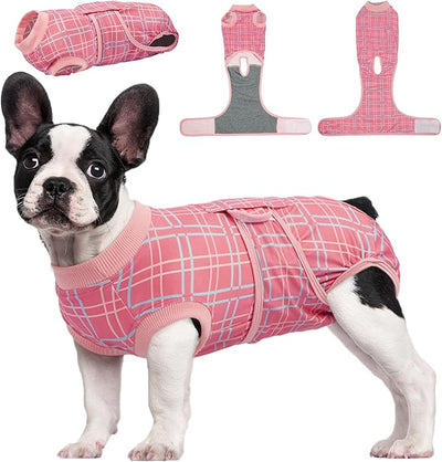 Kuoser Dog Recovery Suit for Female Male Dogs, Post-Surgery Bodysuit for Spay Neuter, Dog Onesie After Surgery, Anti-Licking Pet Surgical Recovery Suit, Pink XS