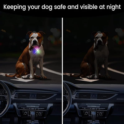 Dog Collar Light, 2 Pack Rechargeable Dog Light Clip On, 80LM Brightness 4 Color Modes Dogs Lights for Night Walking, Waterproof Pet Camping Essentials for Running, Cycling, Hiking (White)