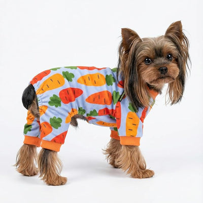 Fitwarm Carrot Dog Flecce Pajamas, Funny Easter Outfit for Small Dogs Boy Girl, Cute Pet Clothes, Blue, Orange, Red, Green, XXL