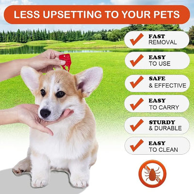 Tick Remover Tool, Quick and Safe, and Reliable Suitable for Pets, Animals, and Humans, Essential Remover Tool for Portable Outdoor Living (5 Pack Orange Red Blue Green Silver)