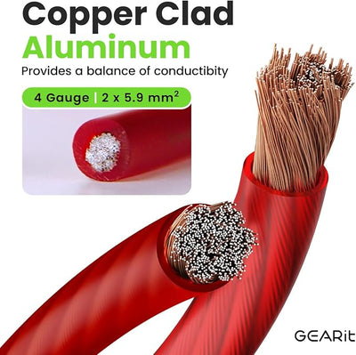 GEARit 4 Gauge Wire 10 ft Red, 4 AWG Battery Cable CCA, Copper-Clad Aluminum Power Cable for Car Audio Amp, Automotive, RV