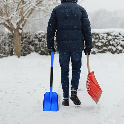 Homoyoyo Aluminum Alloy Foldable Snow Shovel and Detachable Ice Shovel for Winter Snow Removal Portable Multi-Function with Blue Handle Compact Tool for Car and Outdoor Use