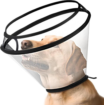 BONTHEE Dog Cone Collar for Surgery Recovery,Adjustable Transparent Pet Recovery Collar for Large Medium Small Dogs & Cats, Protective Elizabethan E-Collar for Wound Healing, Anti-Lick & Bite-XL