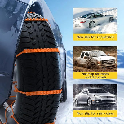 Universal Anti-Skid Snow Tire Chains,2026 New Portable Emergency Non-Slip Plastic Cable Ties,Snow Tire Chains for Pickup Trucks and SUVs,Reusable Snow Chains for Muddy Roads & Winter Driving（10PCS)