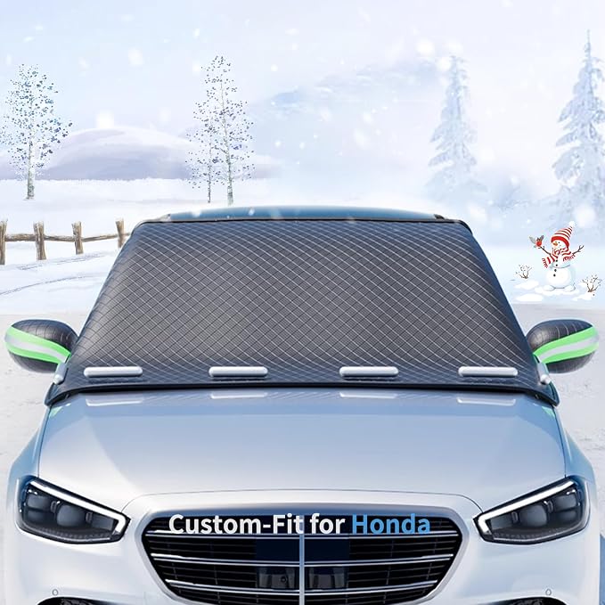 Custom fit for Honda Windshield Snow Covers, 8 Layers WAaterproof Windproof Protection, Frost Defense, Sun, Snow, UV, for Honda Accessories (for Honda Accord Hybrid)