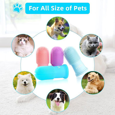 VIWIK 8Pack Pet Tooth Brushing Kit - Medium to Large Dog & Cat Toothbrush, Finger Toothbrush for Puppy Teeth Cleaning & Dental Care