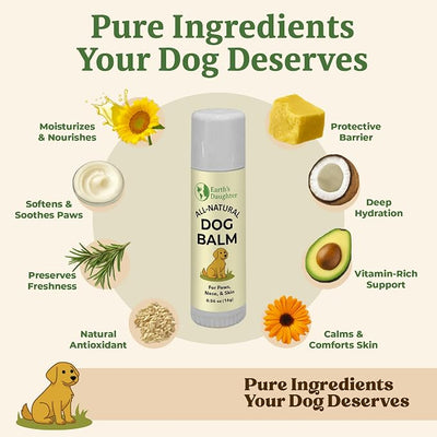 Earth’s Daughter Dog Paw Balm Big 0.56 oz – Organic Paw & Nose Protector with Beeswax, Coconut & Calendula – Itch Relief & Natural Skin Care for Dogs & Puppies – Travel Essential