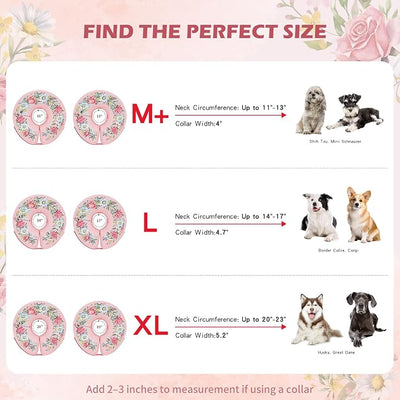 IEUUMLER Inflatable Recovery Dog Cone Collar, Neck Donut Protective ECollar, Adjustable Soft Collar for Dog and Cat After Surgery Prevent from Biting & Licking EU020 Floral Wreath L