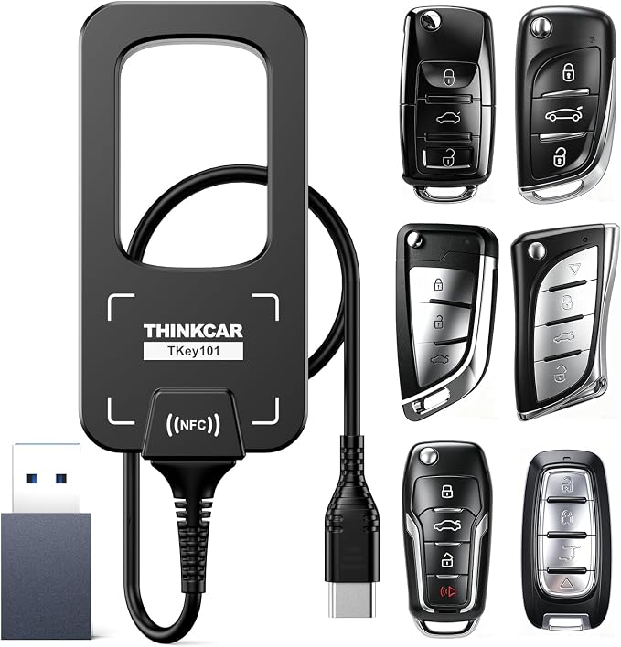 THINKCAR TKEY101 Key Fob Replacement Kits for Vehicles, Keyless Entry Remote with 3 Button Keypads, Work with THINKSCAN 689BT, THINKSCAN 689 Scan Tool