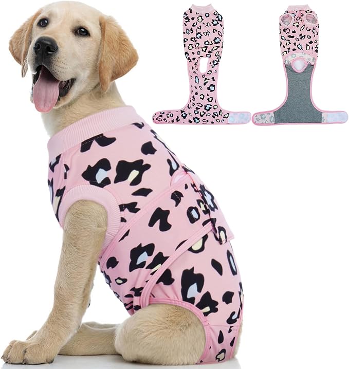 Dog Recovery Suit for Dogs After Surgery,Professional Surgical Onesie for Female Male Dogs Spay Neuter,Soft Dog Surgery Suit Bodysuit for Abdominal Wounds Skin Disease,Pink Leopard XS