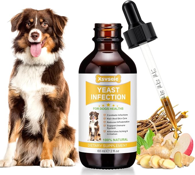 Yeast Infection Treatment for Dogs, Xsvseie Dog Ear Infection Treatment Natural Yeast Treatment Drops for Dogs,Dog Herbal Supplement Soothing Irritation & Itching Discomfort for All Breeds & Size