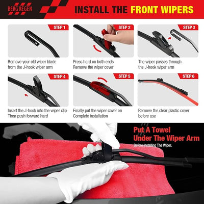 BERG REGEN Silicone Windshield Wiper Blades Replacement for Toyota RAV4 2023 2022 2021 2020 2019,Mazda 5 15-06 Windshield Wipers (Pack Of 3) Automotive Replacement Windshield Wiper Blades- 26"/16"/12"