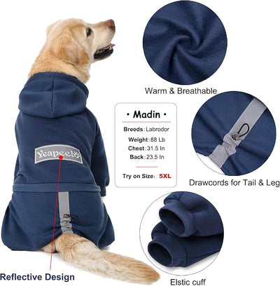 Dog Hoodies Winter Coat for Large Medium Dogs, Pullover 10 Legs Warm Coat Hooded Sweatshirt, Fleece Hoodie for Cold Weather (Dark Blue, 7X-Large)