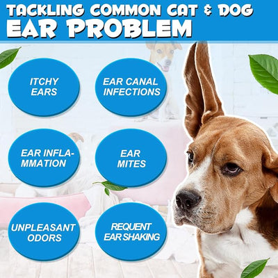 VOSIFSDIY Dog & Cat Ear Infection Treatment Drops, Pets Ear Cleaning Drops with 1% Hydrocortisone for Dog & Cats Yeast Infection, Itchy Ear Relief, Pet Ear Care Supplies for Dogs & Cats -2fl oz
