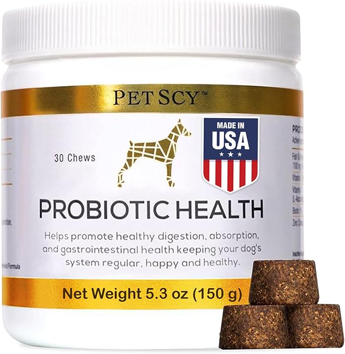 Probiotic Chews for Dogs, Probiotic for Dogs of All Ages, Sizes & Breeds with Prebiotic Fiber and Pure Omega-3 | Improves Skin, Coat, and Gut Health, 30 Chews