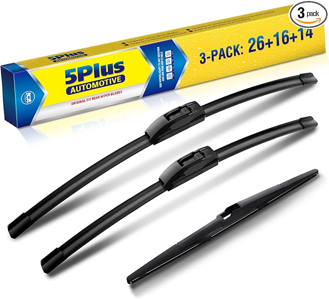 5 PLUS Custom-Fit Wipers fits Toyota Venza 2021-2024 Windshield Wipers | 26"+16"+14" Front Rear Wipers Set,OEM Original Equipment Replacement,All-Seasons,Streak-Free Wiping,Quiet Clear Visibility