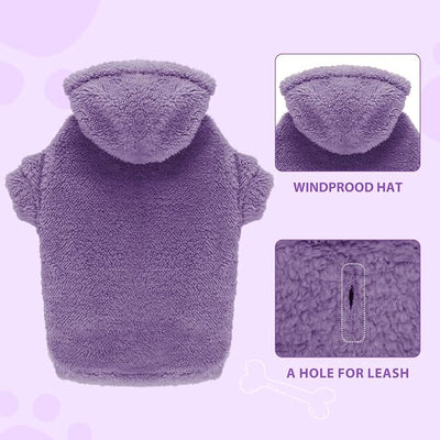 Fuzzy Dog Sweaters for Large Dogs Pet Hoodie Clothes Warm Soft Coats Hooded Sweatshirt Dog Sweaters for Extra Large Dogs(Purple-XXL)