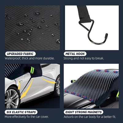 Windshield Cover for Ice and Snow, Extra Large Car Snow Cover Protect Front Windshield & Rearview Mirror, Magnetic Anti-Snow Cover Universal Fit for Most Vehicle Medium (Front Cover)