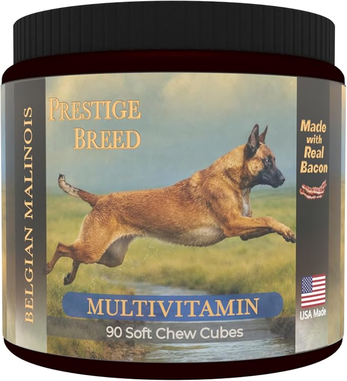 Belgian Malinois Multivitamins, 90 Count, Made in the USA with Real Bacon.