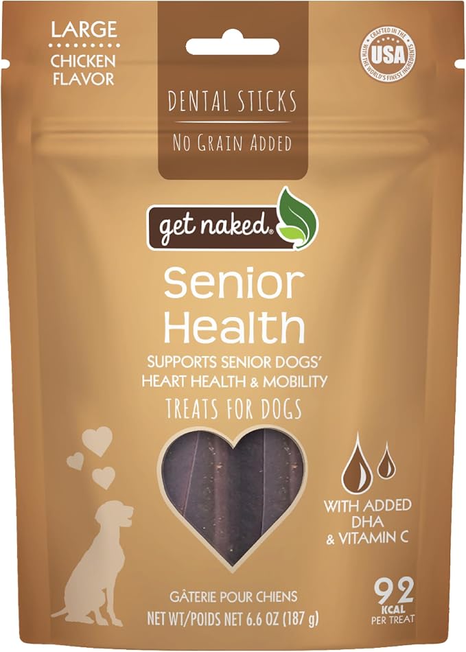 Dental Sticks Grain-Free Chicken Flavor Dog Treats, Senior Health Large 6.6-oz Bag