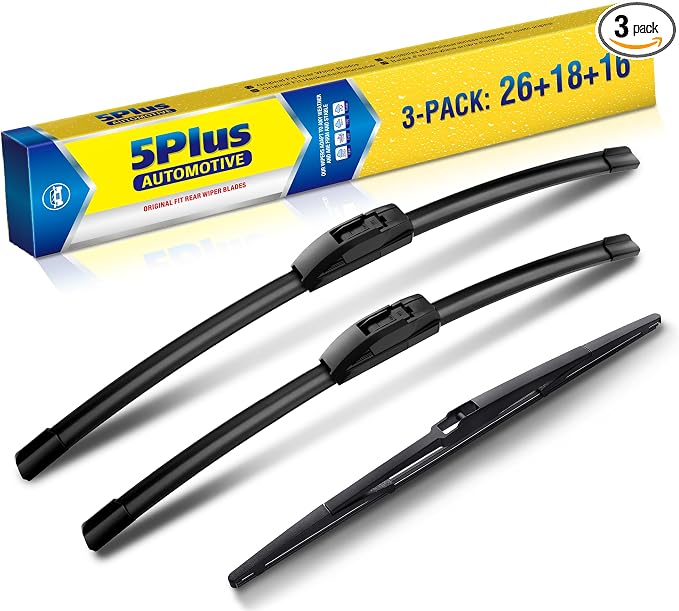 5 PLUS Custom-Fit Wipers fits Toyota Prius 2004-2009 Windshield Wipers | 26"+18"+16" Front Rear Wipers Set,OEM Original Equipment Replacement,All-Seasons,Streak-Free Wiping,Quiet Clear Visibility