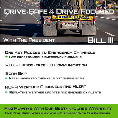 President Bill III (Bill 3) FCC AM/FM Ultra-Compact with P Channels, NRC, Weather Channel CB Radio. (TXUS201)