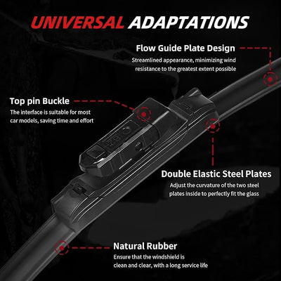OTUAYAUTO Premium Windshield Wiper Blades Replacement for 2015-2021 Volkswagen VW Golf E-Golf GTI All-Extreme Weather Performance Quiet No Trace, 26"+18"+11" Front and Rear Window Wipers (Pack of 3)