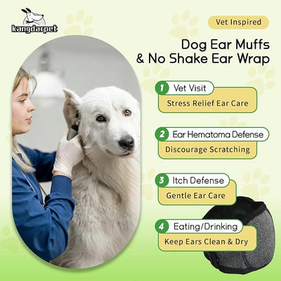 Dog Ear Cover for Noise Protection & Anxiety Relief, Adjustable No Shake Ear Wrap for Firework, Hematoma, Bathing, Swim, Grooming and Force Drying (Gray, S(Head Size:10"-15"))