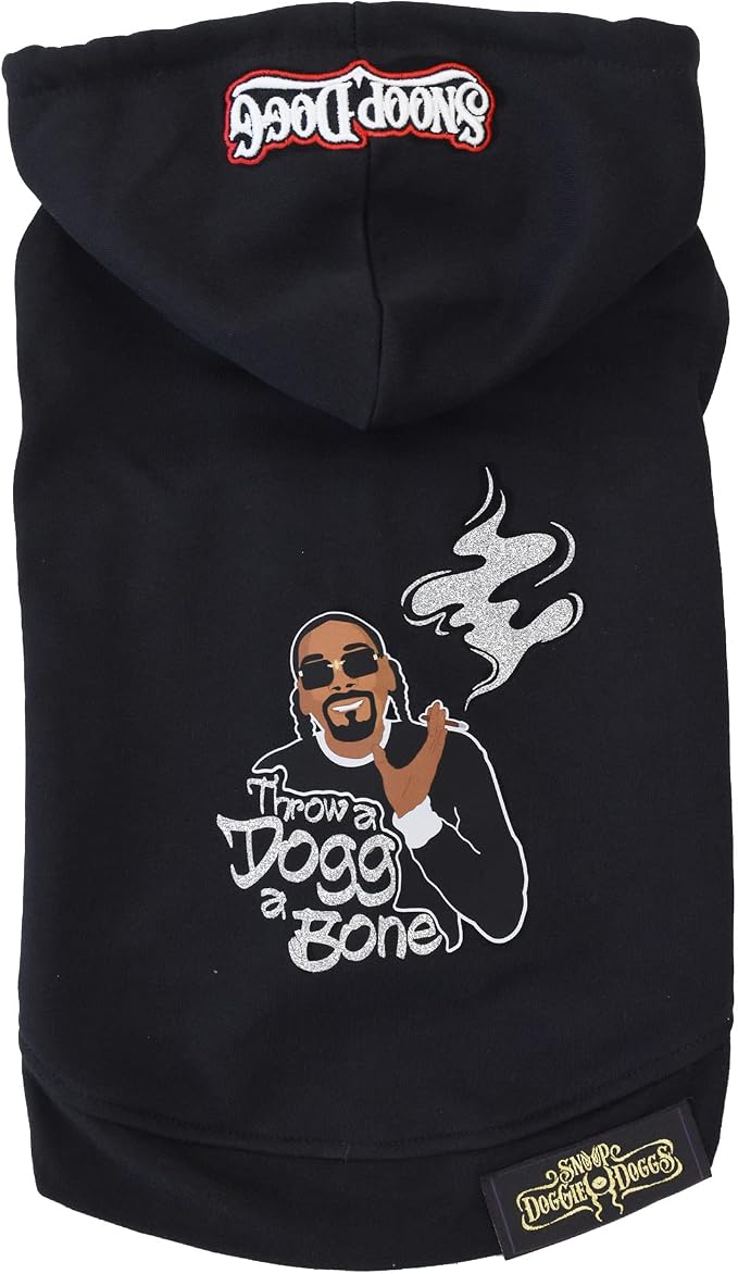 Snoop Doggie Doggs Deluxe Pet Hoodie, Throw a Dogg a Bone, Medium