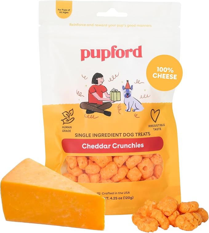 Cheese Crunchies, All-Natural, Healthy, Freeze Dried, Single-Ingredient Treat for Dogs & Puppies (Cheddar, 7.50 oz)