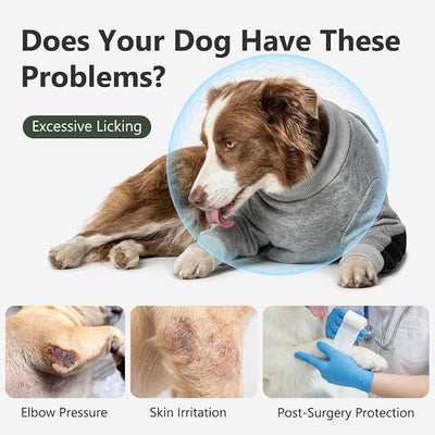 Dog Recovery Suit for Front Legs, Dog Elbow Protector with Padded Elbow Coverage to Stop Licking, Front Leg Sleeve for Hot Spots, Wounds, Hygroma, Calluses & Post-Surgery Care,Grey,S