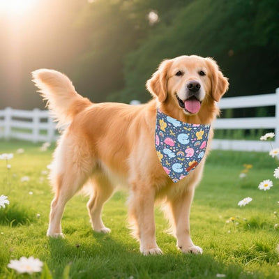 PTDECOR Dinosaurs Dog Bandana, Cute Dinosaurs Design Reversible Pet Scarf Bib, Premium Durable Fabric, Adjustable Pink Blue Bandanas for X-Large Dogs Pets (X-Large)