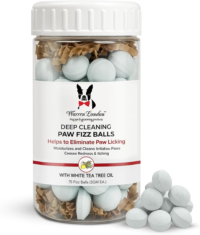 Deep Cleaning Paw Soak for Dogs – 75 Count Fizz Balls | Made with Tea Tree Oil, Aloe & Seaweed | Stops Licking & Promotes Healthy Pads | 5-Minute at-Home Spa Treatment