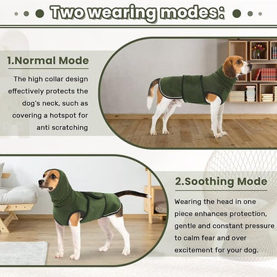 Dog Anxiety Vest with Hoodie,Breathable Dog Thunder Jacket for Thunderstorms,Fireworks,Vet Visits,Separation,Adjustable Calming Vest for Small Medium Large Dogs,Green,S