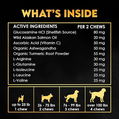 11-in-1 Muscle Gain Chews - Weight Gain Supplements for Dogs with High Protein & Amino Acids - Premium Muscle Builder for Bully & All Breeds - Healthy for Puppies - 150 Chews - Duck