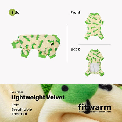 Fitwarm Caterpillar Dog Fleece Pajamas, Cozy Clothes for Small Dogs Boy Girl, Funny Pet Onesie, Beige, Green, XXL