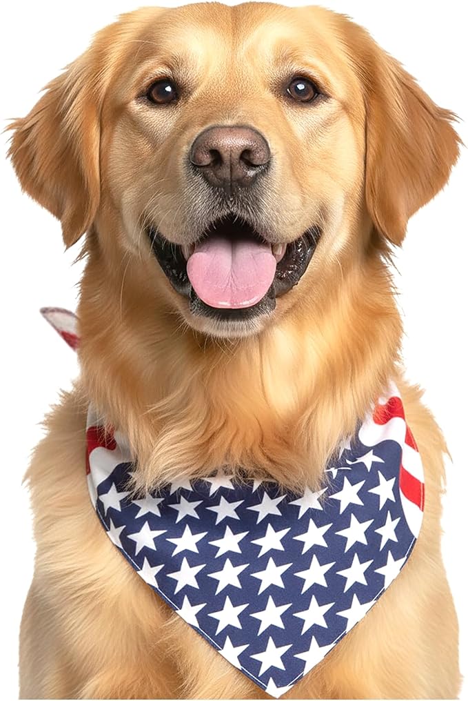 American Flag Dog Bandana 4th of July Bandana 4th of July Dog Clothes Patriotic Pet USA American Flag Bandanna - Standard Size