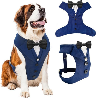 AVERYDAY Dog Tuxedo for Wedding Outfit, Dog Suit and Tie Costumes for Birthday, Halloween, Cosplay, Christmas Party, Pet Formal Wear with Bowtie, Tux for Medium Large Dogs, Bulldog, Labrador, Husky