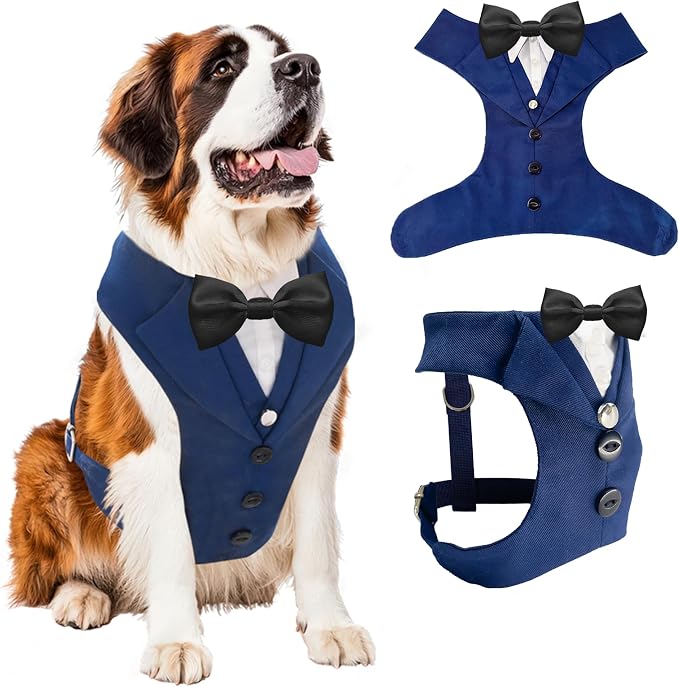 AVERYDAY Dog Tuxedo for Wedding Outfit, Dog Suit and Tie Costumes for Birthday, Halloween, Cosplay, Christmas Party, Pet Formal Wear with Bowtie, Tux for Medium Large Dogs, Bulldog, Labrador, Husky