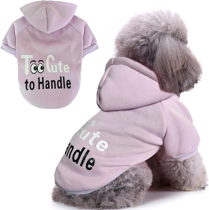 Jecikelon Print Dog Hoodies for Small Dogs, Soft Fleece Puppy Clothes for Pet Cat, Warm Winter Outfits Cold Weather Coats, Cute Sweatshirt Puppies Costume (Light Purple, Large)
